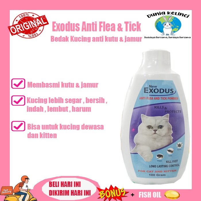 BEDAK KUCING EXODUS ANTI FLEA AND TICK POWDER WANGI FRESH