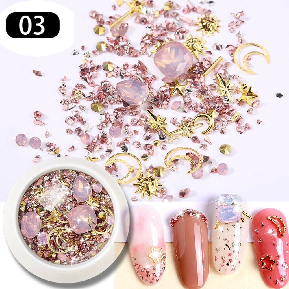 Kristal Berlian Imitasi Warna-Warni Model 3d Untuk Dekorasi Nail Art