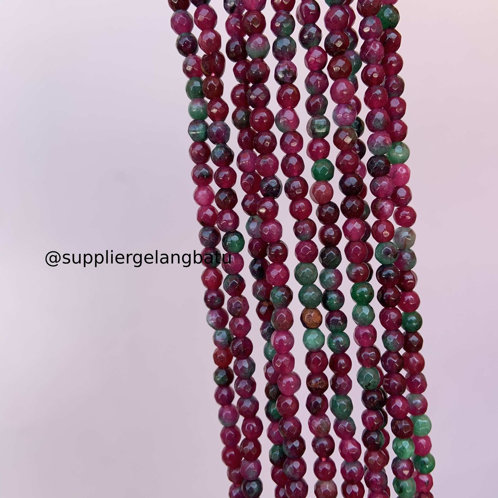 Natural TANZANIA 4mm CUTTING batu manik FACETED bead ruby red bracelet