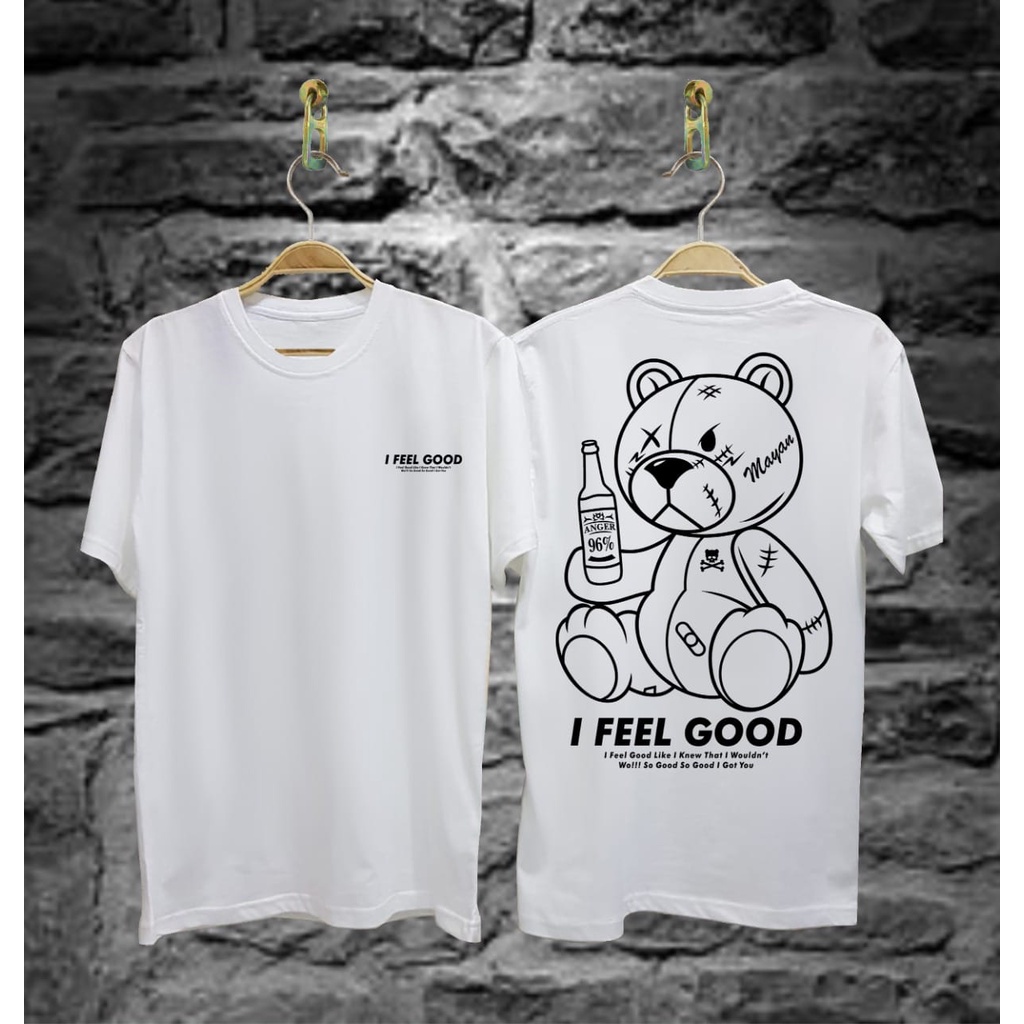 Kaos Tshirt Pria I Feel Good White Distro Lengan Pendek Motif Sablon Bergambar Keren Baju Kaos Viral Baju kaos anime angel