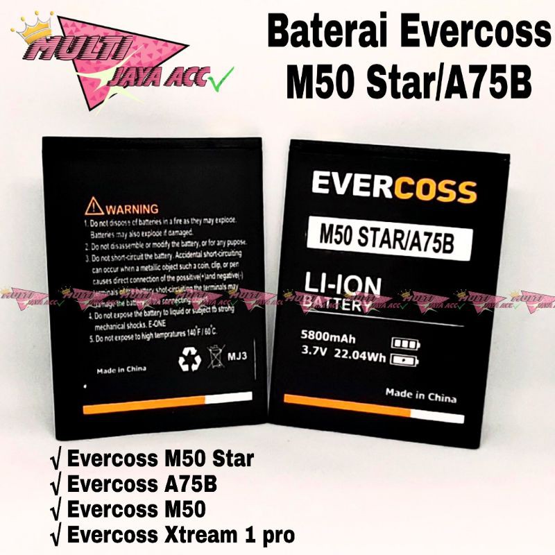 Baterai evercoss M50 star /M50 A 4G /A75B MAX /M50 extream /Original
