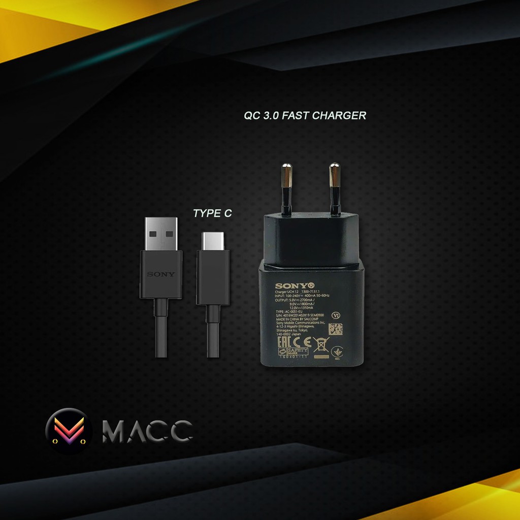 CHARGER SONY EXPERIA XA1 XZ PREMIUM USB TYPE C QC 3.0