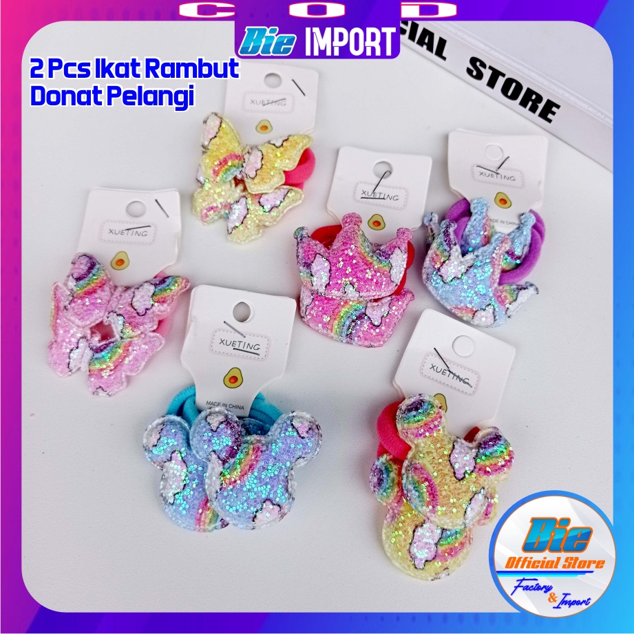 2 Pcs Ikat Rambut Anak Karakter Pelangi Premium Impor Best Seller