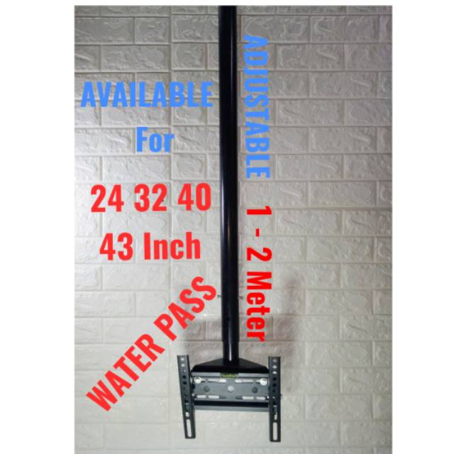 Bracket TV Gantung 43 40 32 24&quot; Water Pass 2 Meter Adjustable Bahan Tebal