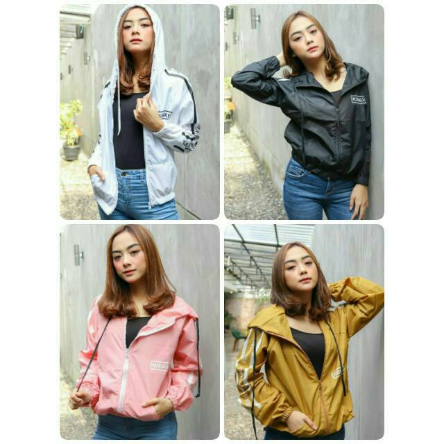 Chita jaket hoddie parasut wanita/jaket tipis cewek/jaket bertopi gaya sporty wanita/jaket murah