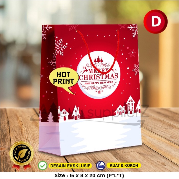 

Paper Bag Natal - Paper Bag Christmas 15x8x20 cm - D (5pcs)