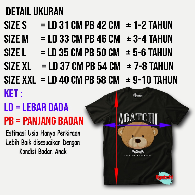 Baju Kaos Atasan Anak Laki - laki dan Perempuan Boneka Beruang Teddy Bear