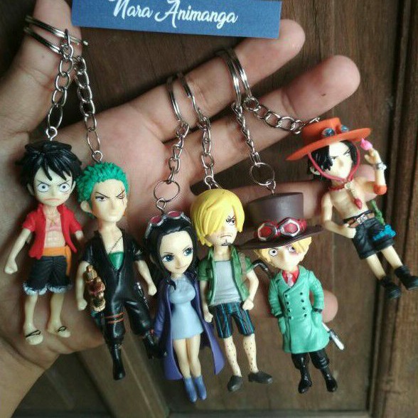Action Mini Figure Gantungan Kunci Anime One Piece Vol 18 Luffy Zoro Sanji Ace Robin Sabo Ryan Nara