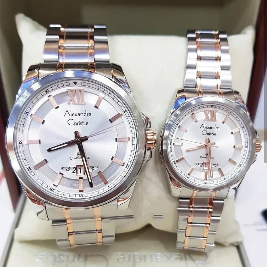 ALEXANDRE CHRISTIE ORIGINAL AC8473 SILVER KOMBINASI COUPLE