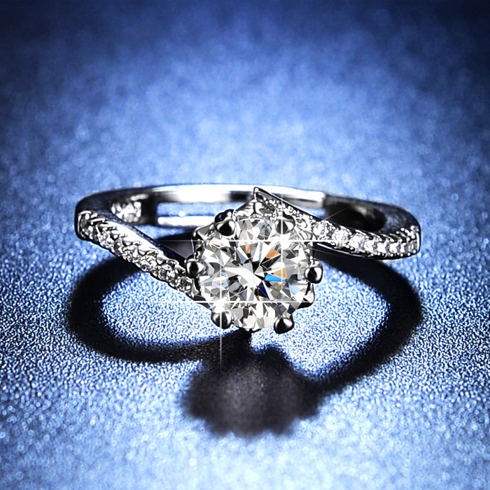 perak asli 925 cincin Wanita Snow peach heart Cincin yang dapat disesuaikan Fashion Jewelry
