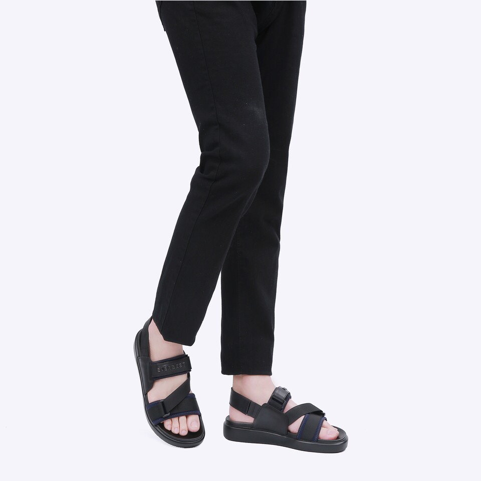 SANDAL KULIT EVERBEST PRIA ORIGINAL SLINGBACK CASUAL ASLI HITAM EM32