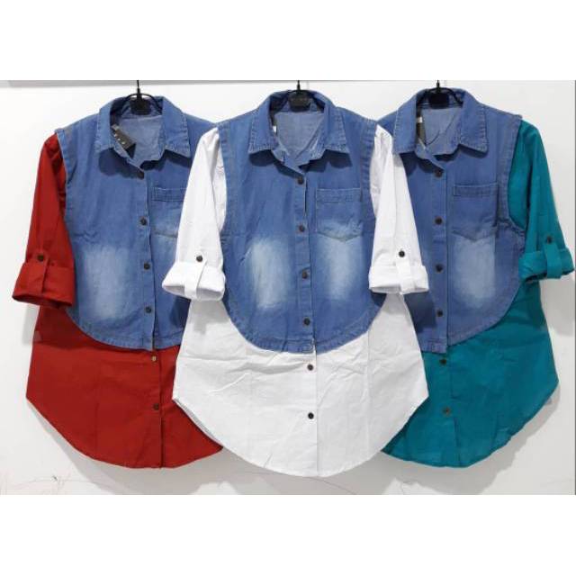 TUNIK JEANS KOMBINASI KATUN