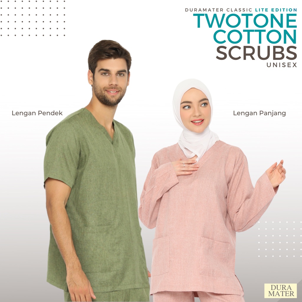 Lite Scrubs Baju Jaga Denim Twotone Duramater XXS hingga XXXXL