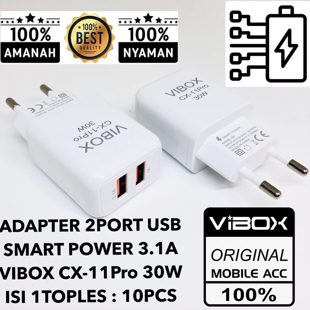 1pcs BATOK CHARGER VIBOX NEW 3.1A 2 USB Batok charger 2usb vibox cx11Pro 30w 3.1A smart power