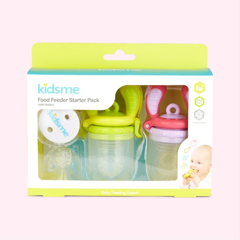 Kidsme Food Feeder Starter Pack With Holder / Set Alat Bantu Makan Bayi Plus Tempat 160362