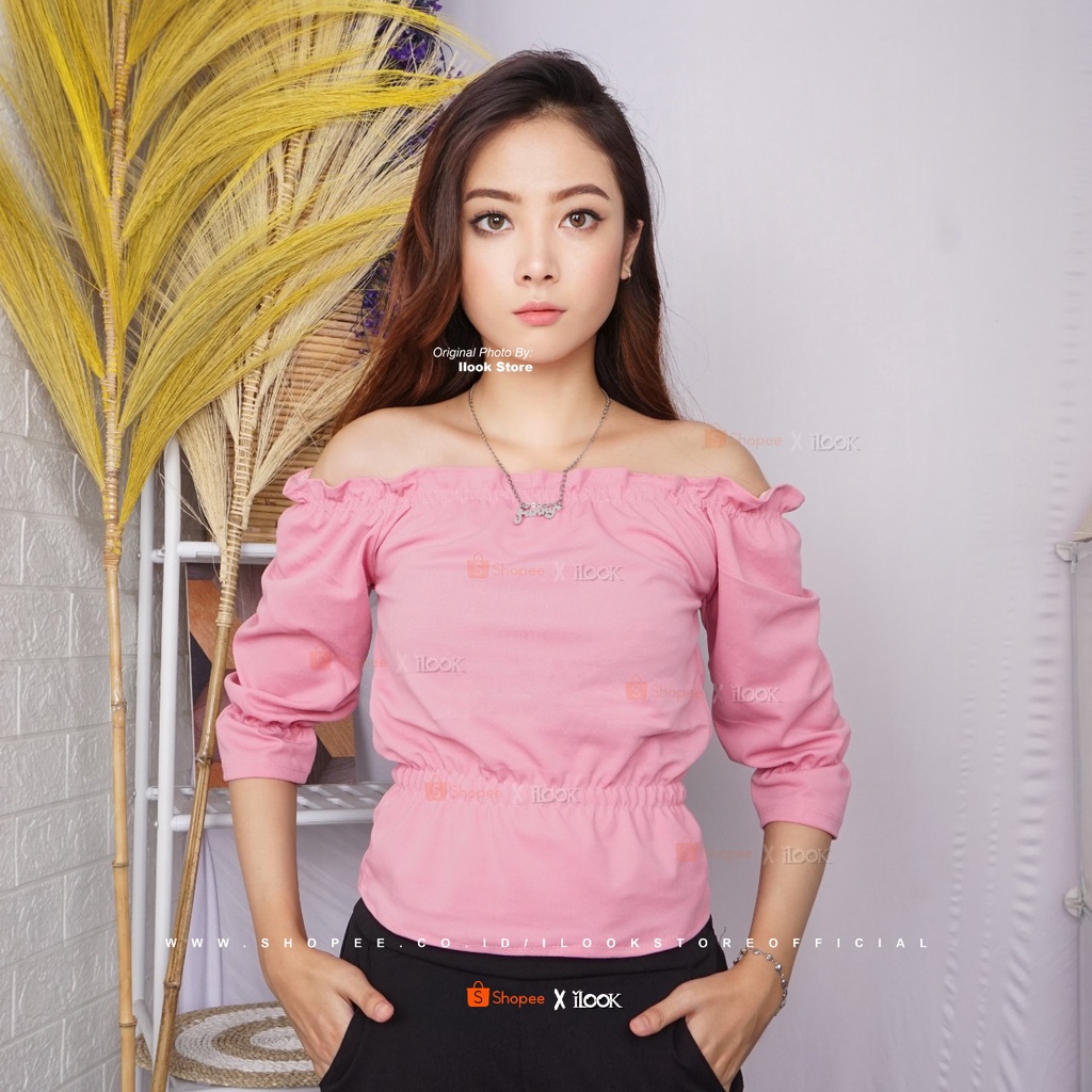 ilook | Mirabel Top Blouse | Blouse Wanita Bahan Creape Fit to L-MIRABEL - DUSTY