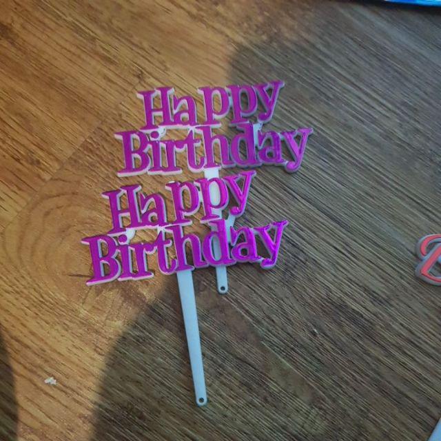 Ti-0013 Cake Topper Hiasan Kue Tulisan Happy Birthday Hbd Ungu