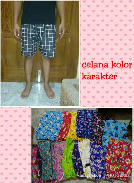Celana Kolor Pendek Katun Pria Wanita Dewasa  3/4