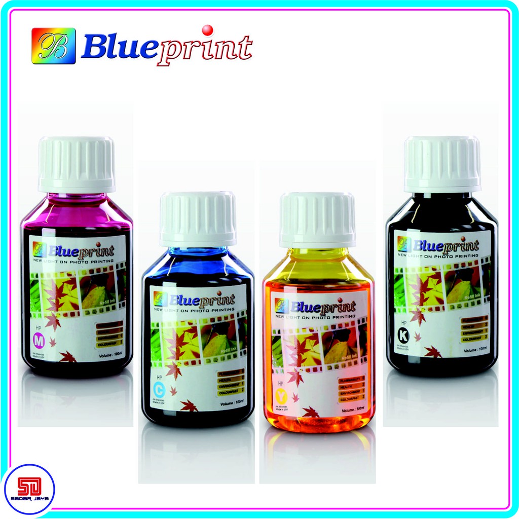 Blueprint Tinta HP 100ml for Tinta Printer HP Inkjet ( Cyan, Magenta, Yellow, Black )