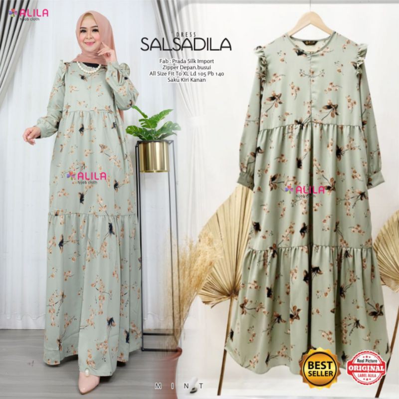 Dress motif bunga gamis motif bunga floral dress floral gamis floral gamis busui murah / Salsadila