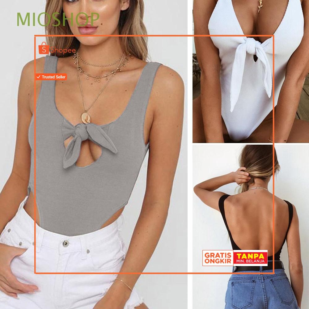 Hot Promo!! Bodysuit Sexy Model Off Shoulder Tanpa Lengan Bahan Elastis untuk Wanita