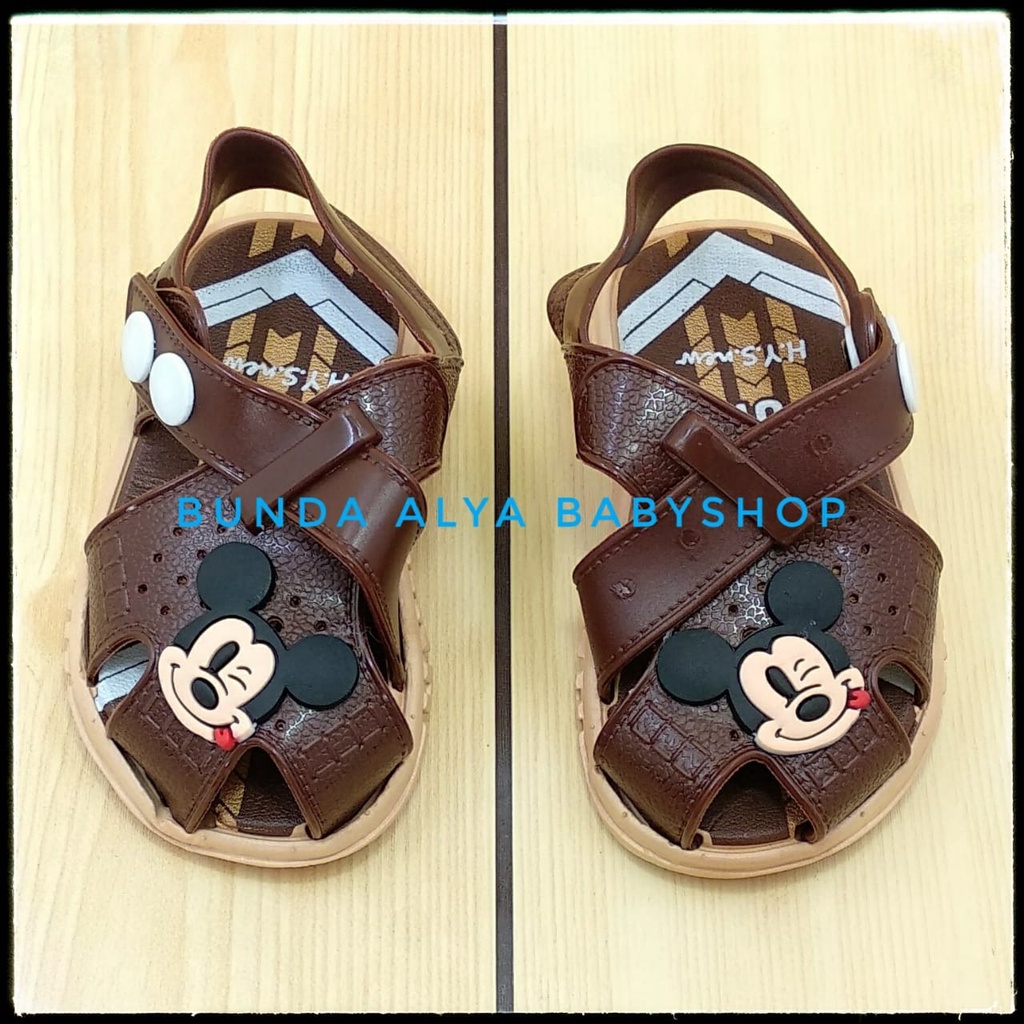 Sendal Anak Laki Laki Usia 2 3 Tahun Kartun COKLAT Karet Elastis Size 27 - 28 - Sandal Anak Cowok Anti Licin Alas Karet