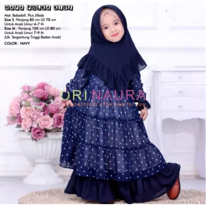GAMIS POLKADOT ANAK / Gamis Anak Beatrice Polkadot / GAMIS SYARI ANAK / GAMIS MOTIF / GAMIS BUNGA / 