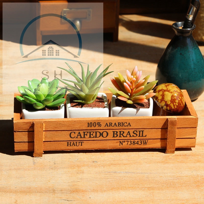 SH Kotak  Pot  Tanaman  Bentuk Persegi Panjang  Bahan Kayu 