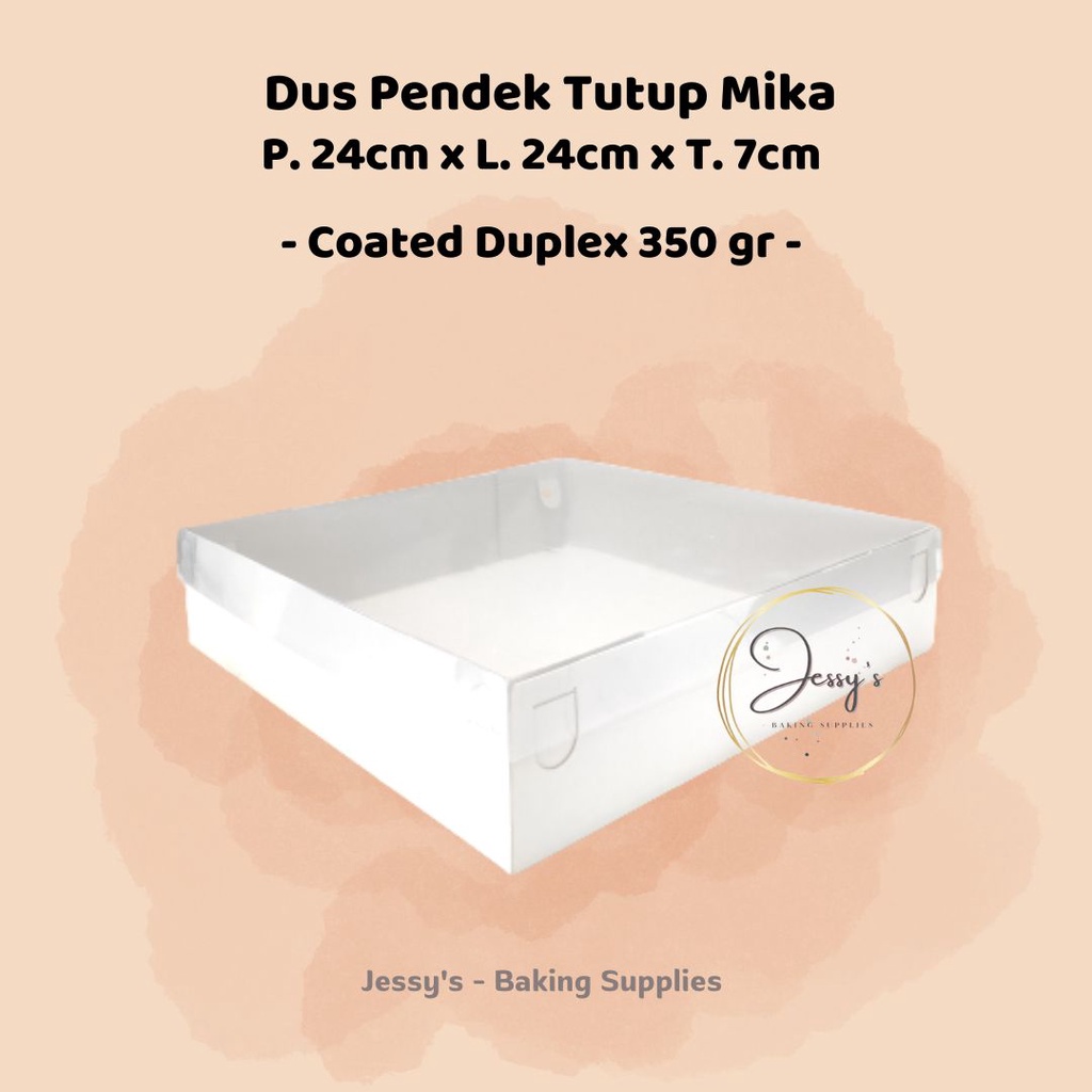 

Dus Box Kotak Kue Cake Pendek Mika 24 x 24 x 7 (Putih Polos)