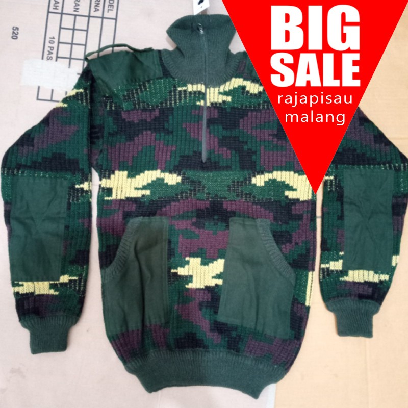 RPM Sweater Pria Army Loreng Hitam Hijau Sweater Rajut LORENG MALFINAS