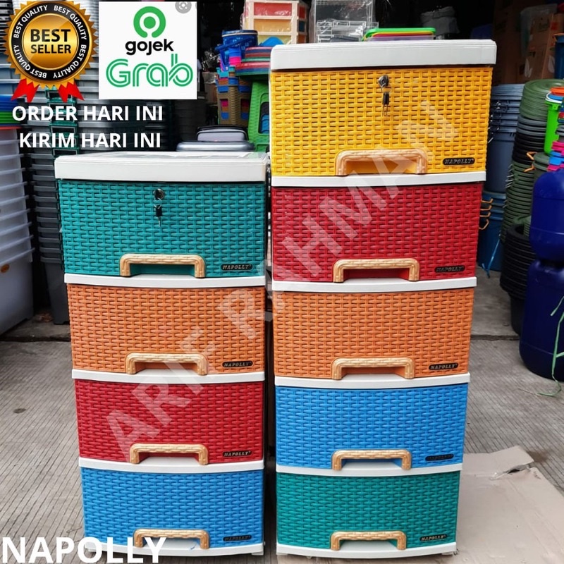 Lemari Plastik Motif Rotan Napolly Susun 4-5