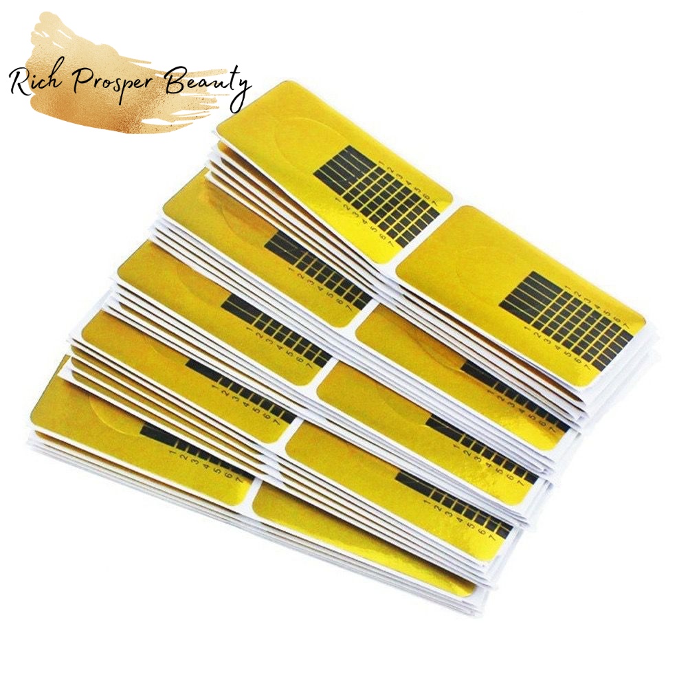 100Pcs/Set NAIL FORMS Square Self-Adhesive Nail Art Extension Paper Tray Manicure Tool