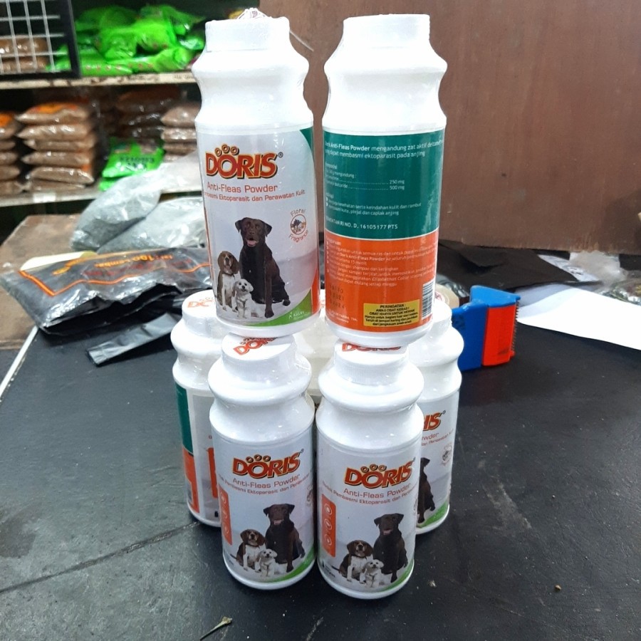 Bedak doris Anti kutu flea tick perawatan anjing kucing 100 gr kalbe