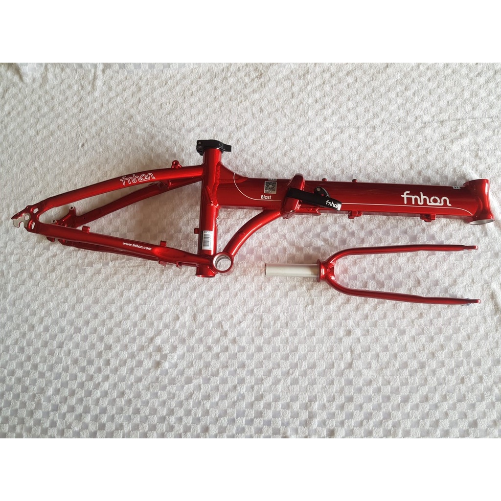 Frame Fork dan Hp Fnhon Blast Merah Alloy Red Handlepost Discbrake 20 22 inch Disc