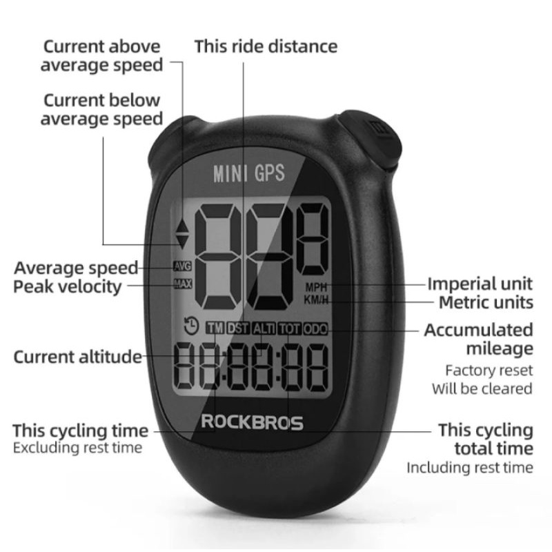 Rockbros Mini GPS Sepeda Speedometer Computer Sepeda Mini GPS Bicycle Computer