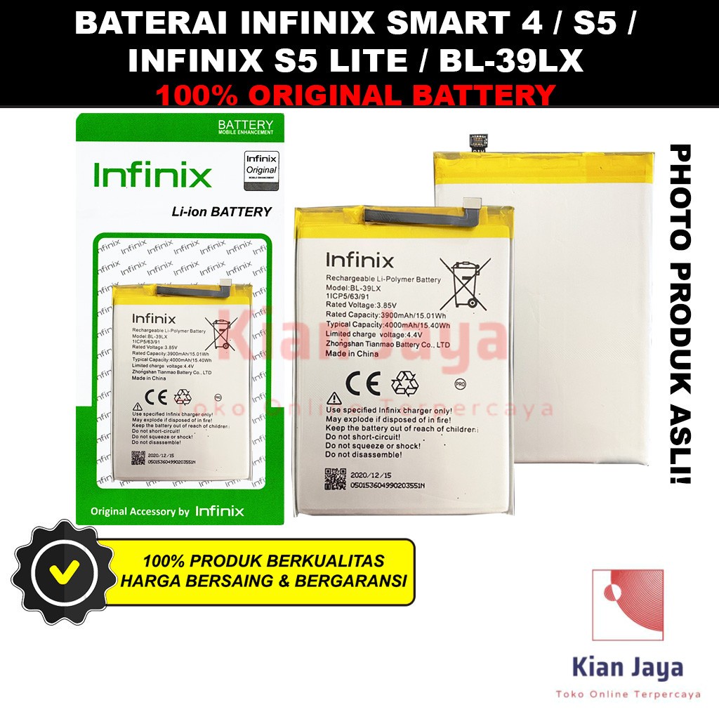 Baterai Infinix Smart 4 S5 Lite BL-39LX Batre Batrai Battery Hp BL39LX Original