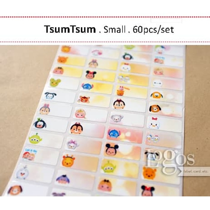 

HNVHH887 Tsum Tsum Disney. SMALL label nama waterproof.Stiker apps