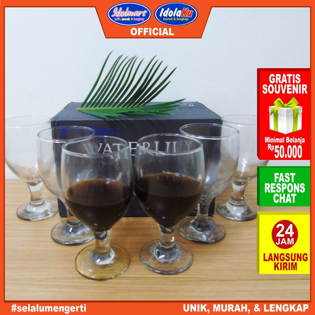 Jual Idolmart Gelas Jasmine Goblet Gelas Kaki Air Minum Gelas Set