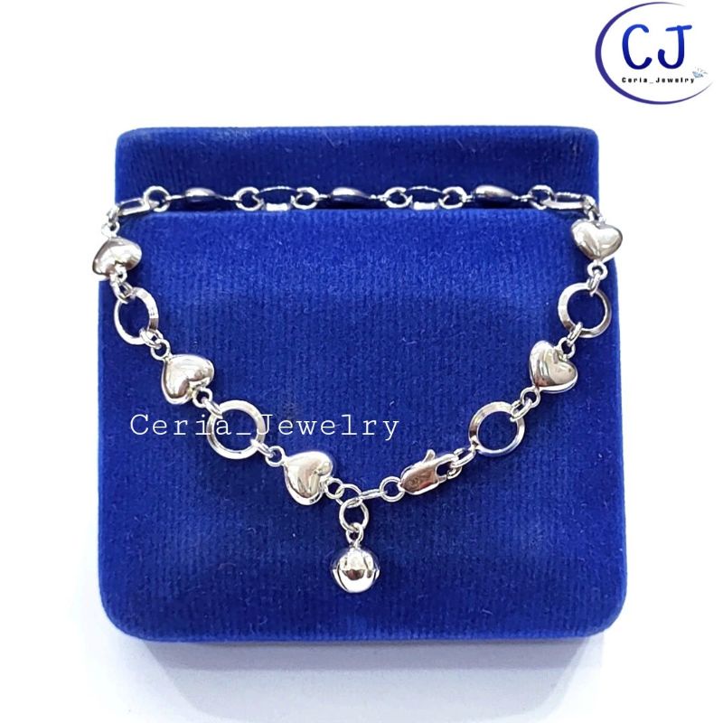 Gelang Perak Asli Silver 925 Lapis Emas Model Love Love polos - Perhiasan Perak Wanita