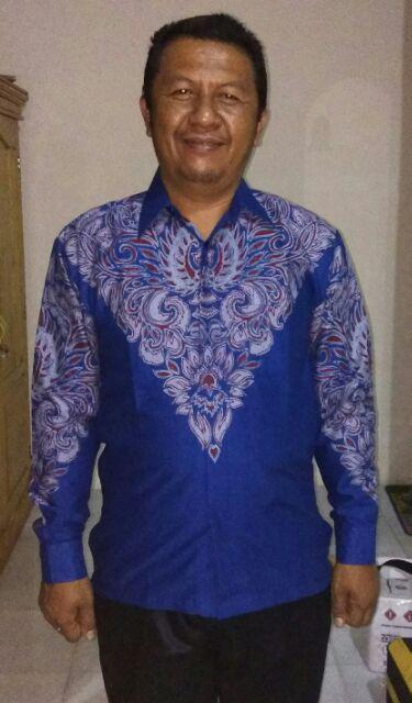 Anjani 005 Ramaiyan Kemeja Batik Pria Eksklusif Lengan Panjang Berfuring Batik Solo Katun Primisima