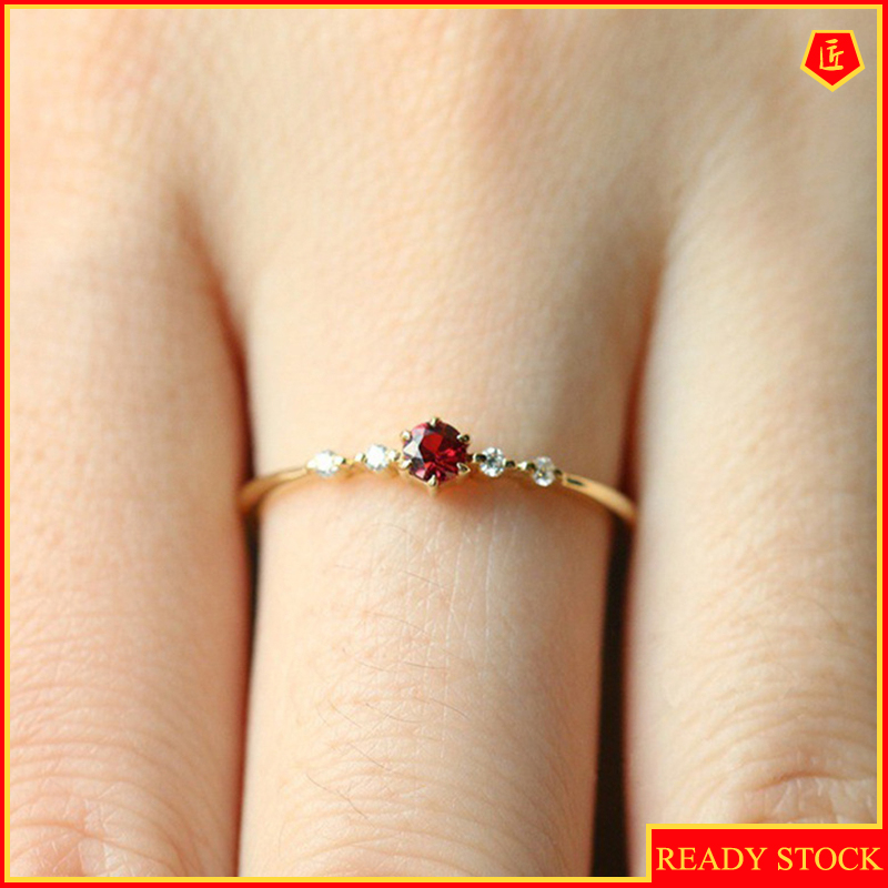 Cincin Lapis Emas 18k Dengan Ruby Untuk Wanita