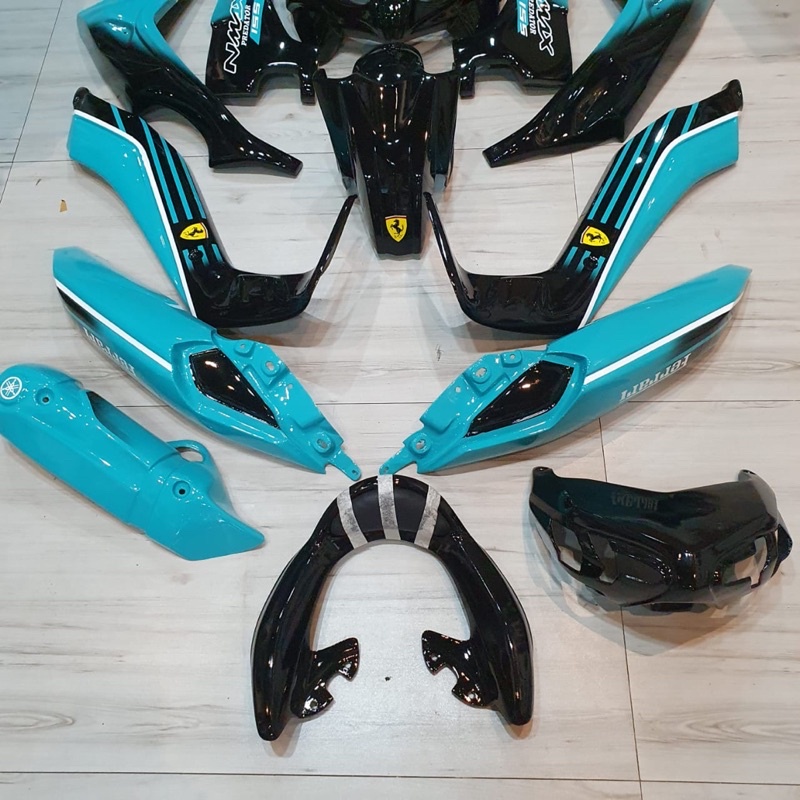 Full Set Komplit Body Predator Airbrush Yamaha All New Nmax 155 Hitam Biru Ferrari