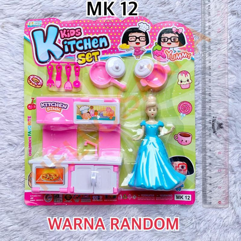 MAINAN MK 12 KIDS KITCHEN SET DAPUR DAPURAN COOKING PRINCESS BONEKA PUTRI PUTERI MASAK MASAKAN MEMAS
