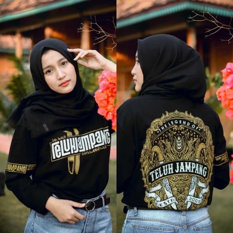 Kaos Teluh Jampang Original - Motif Bunga Hanjeli warna Hitam