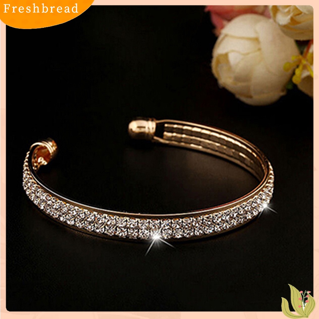 [TERLARIS]Bracelet Opening End Rhinestone Women Charm Sterling Silver Bracelet for Club