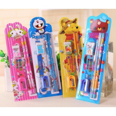 Alat Tulis Set Mini Stationary Set Sekolah 5 in 1 Pensil Set Karakter 5in1 Kartun