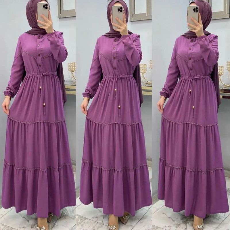 DRESS CERUTY BABYDOLL FULL FURRING/NATALIA DRESS/GAMIS CERUTY PREMIUM TERBARU 2022/FASHION MUSLIM WANITA KEKINIAN/FAR MOSLEMSTORE