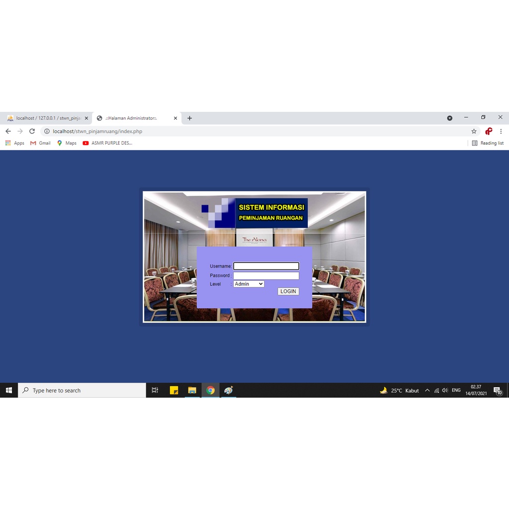 Source code Sistem Informasi Peminjaman Ruangan PHP Native dan Mysql
