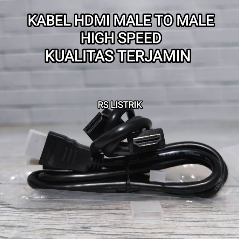 KABEL HDMI HITAM 1M FULL HDMI MALE TO HDMI MALE HIGH SPEED