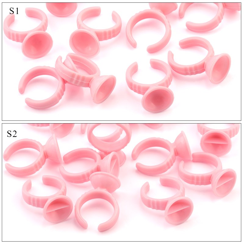 100 Pcs Cincin Holder Lem Bulu Mata Palsu Bahan Plastik